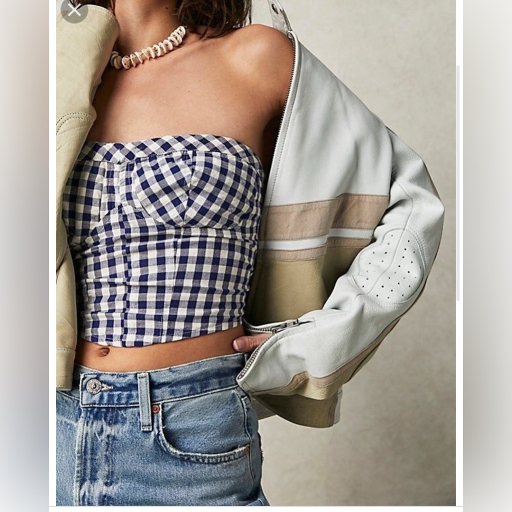 Free People Leilani Gingham Tube Top